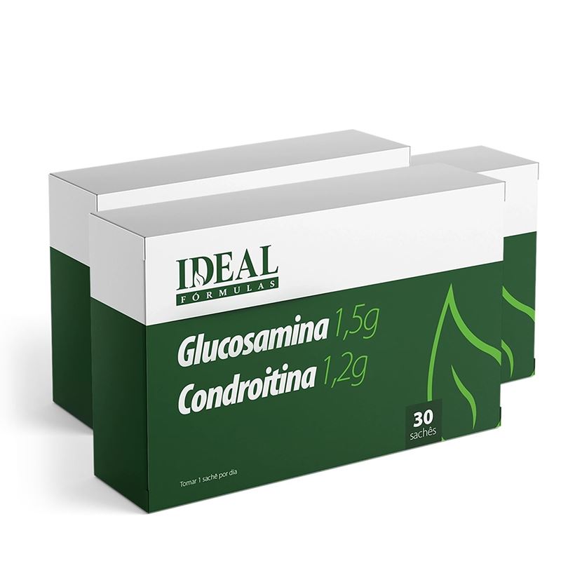 Kit com 3 Caixas de Glucosamina 1,5g + Condroitina 1,2 g 30 Sachês