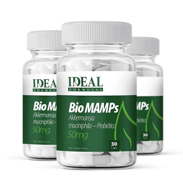 Kit com 3 frascos de Bio MAMPs Akkermansia Muciniphila 50mg 30 Cápsulas Kit com 3 frascos de Bio MAMPs Akkermansia Muciniphila 50mg 30 Cápsulas