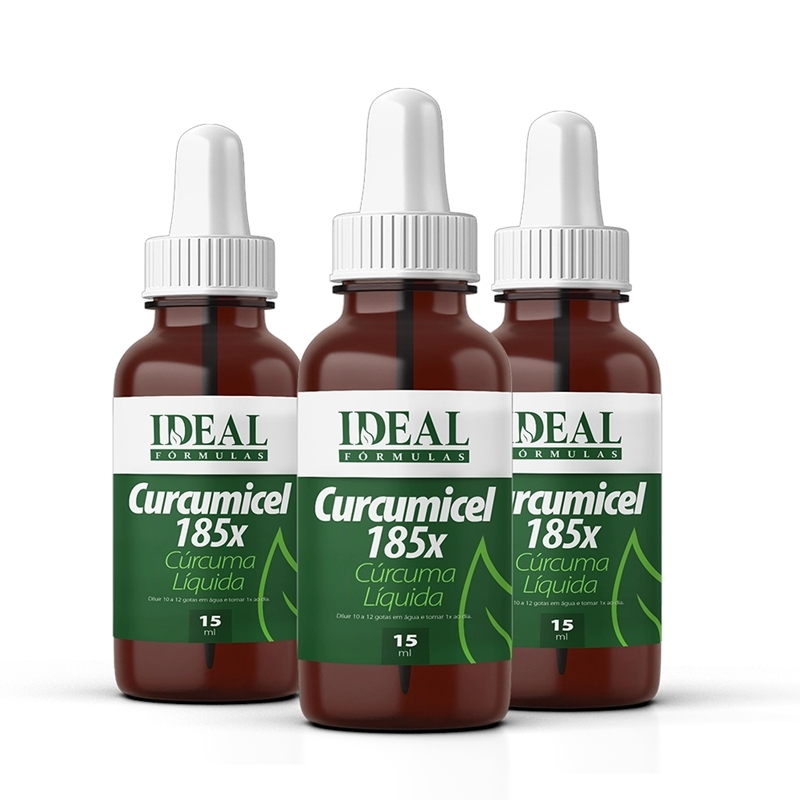 Kit 3 Curcumicel 185x Cúrcuma Líquida 15ml